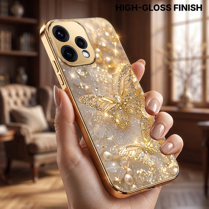 Oppo Reno 15 5G Golden Butterfly Gold Electroplated Glass Phone Back Case
