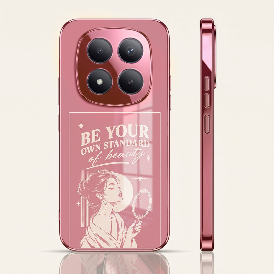 Redmi Note 15 Pro+ 5G Luxury Aesthetic Girl Pink Electroplated Glass Phone Back Case