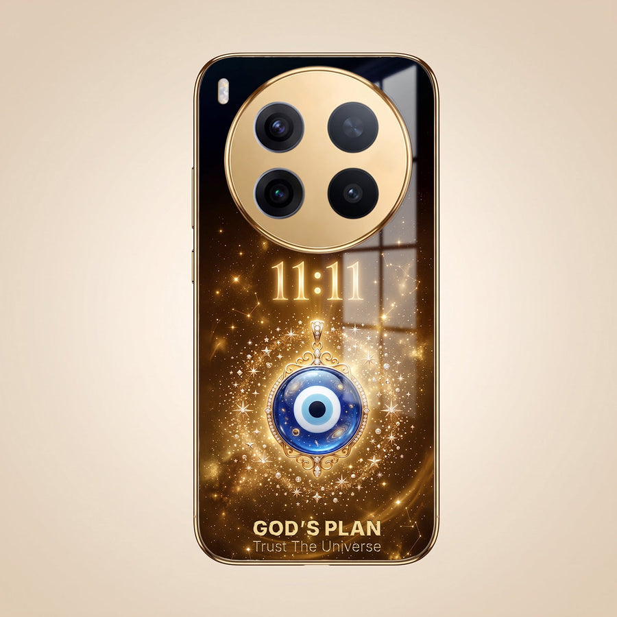 Vivo X300 Pro 5G God’s Plan Evil Eye Gold Electroplated Glass Phone Back Case