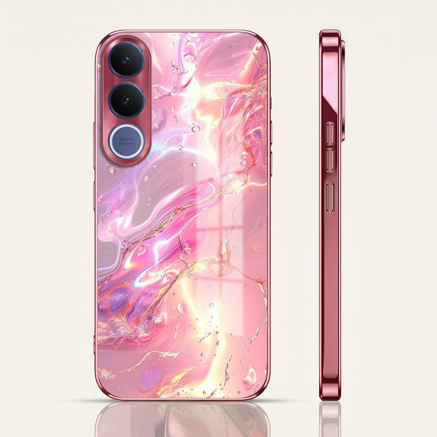 Vivo V70 FE 5G Pearl Aurora Pink Electroplated Glass Phone Back Case