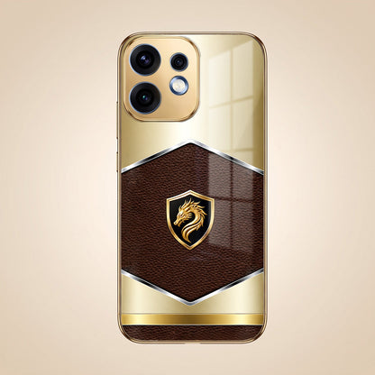 Oppo Reno 16 5G Dragon Crest Gold Electroplated Glass Phone Back Case