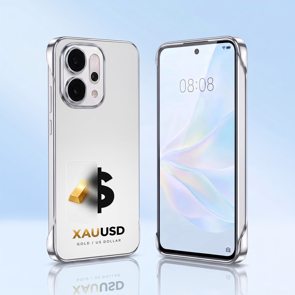 Oppo Reno 14 5G XAU/USD White Printed  Frameless Back Case