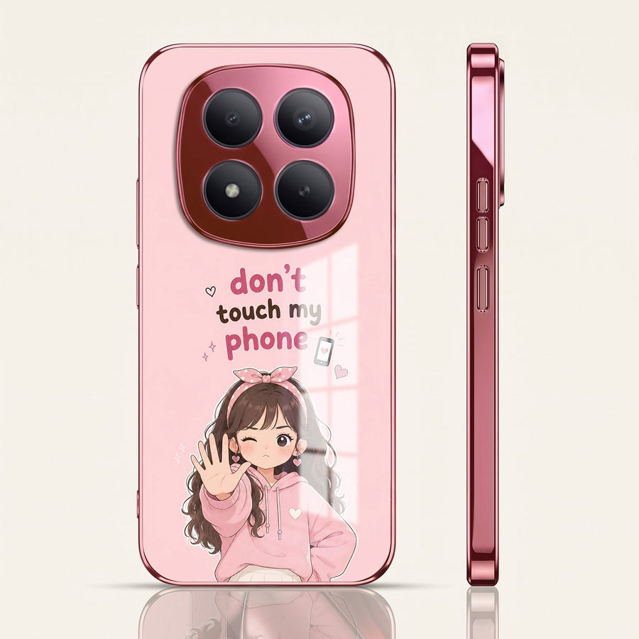 Redmi Note 15 Pro+ 5G Luxury Anime Girl Pink Electroplated Glass Phone Back Case