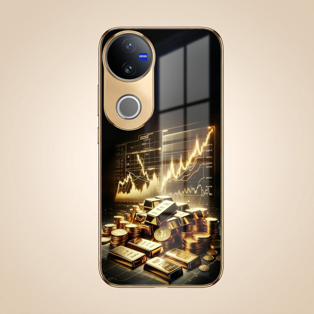 Vivo V40 Pro 5G Luxury Wealth Trader Gold Electroplated Glass Phone Back Case