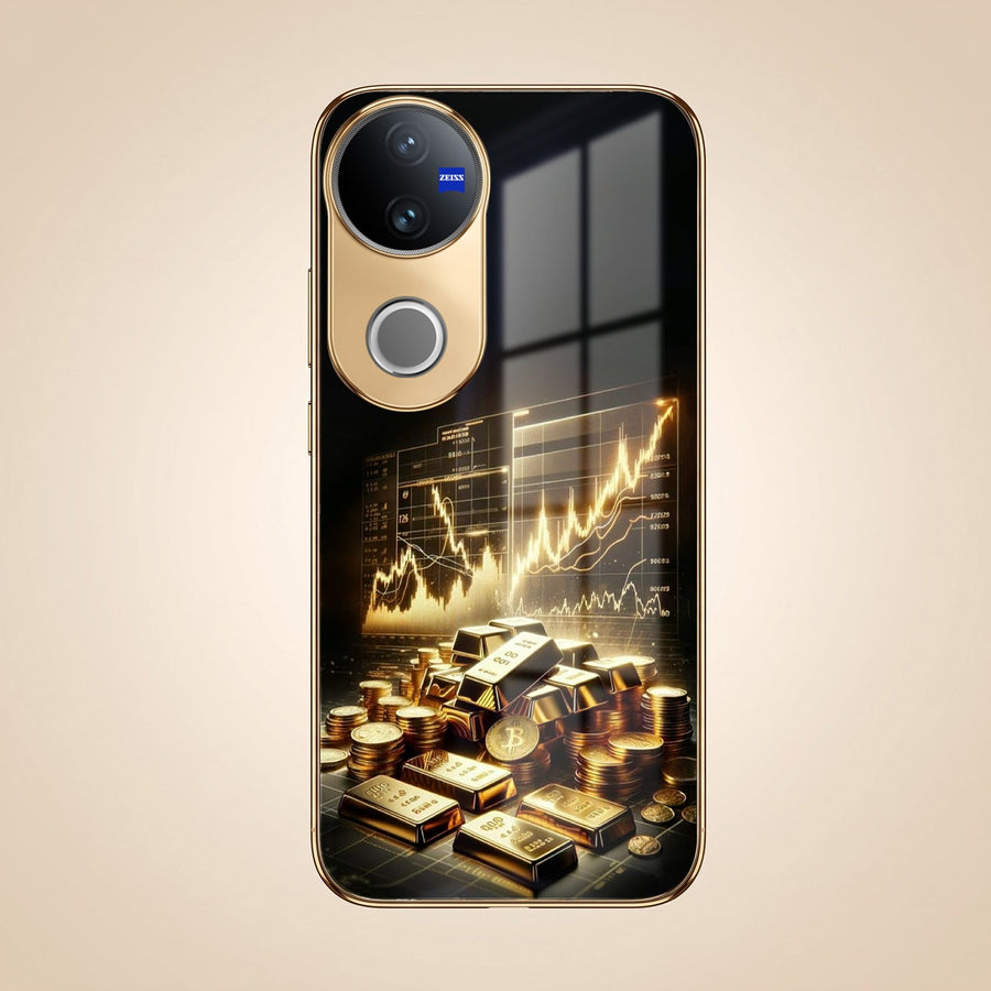 Vivo V40 Pro 5G Luxury Wealth Trader Gold Electroplated Glass Phone Back Case