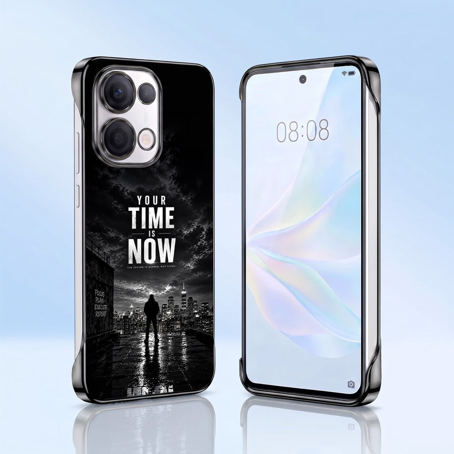 Oppo Reno 13 5G Your Time Black Printed  Frameless Back Case
