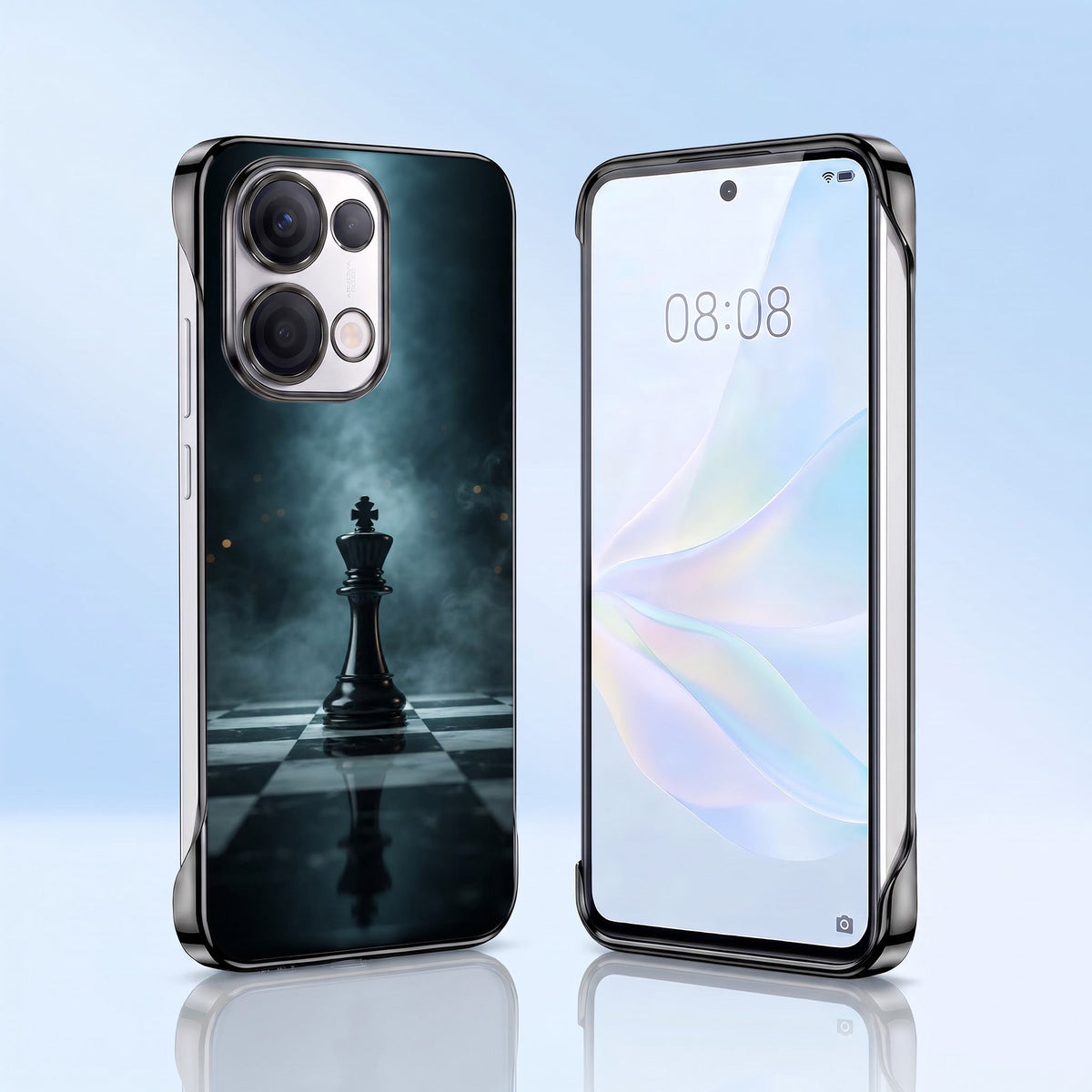 Oppo Reno 13 5G CheckMate Black Printed  Frameless Back Case