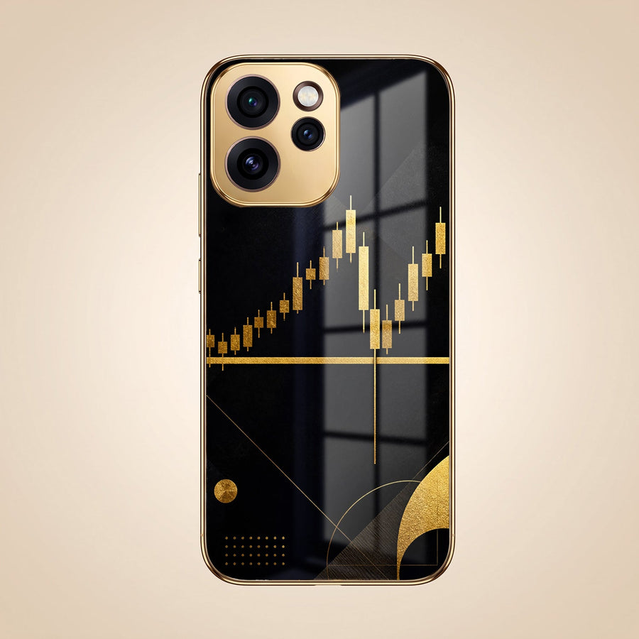 Oppo Reno 15 Pro Mini 5G Trading Candles Gold Electroplated Glass Phone Back Case