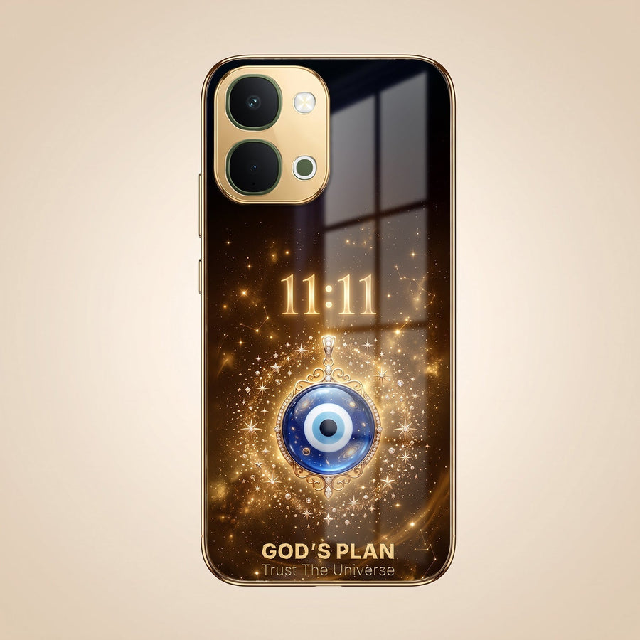 Vivo Y51 Pro 5G God’s Plan Evil Eye Gold Electroplated Glass Phone Back Case