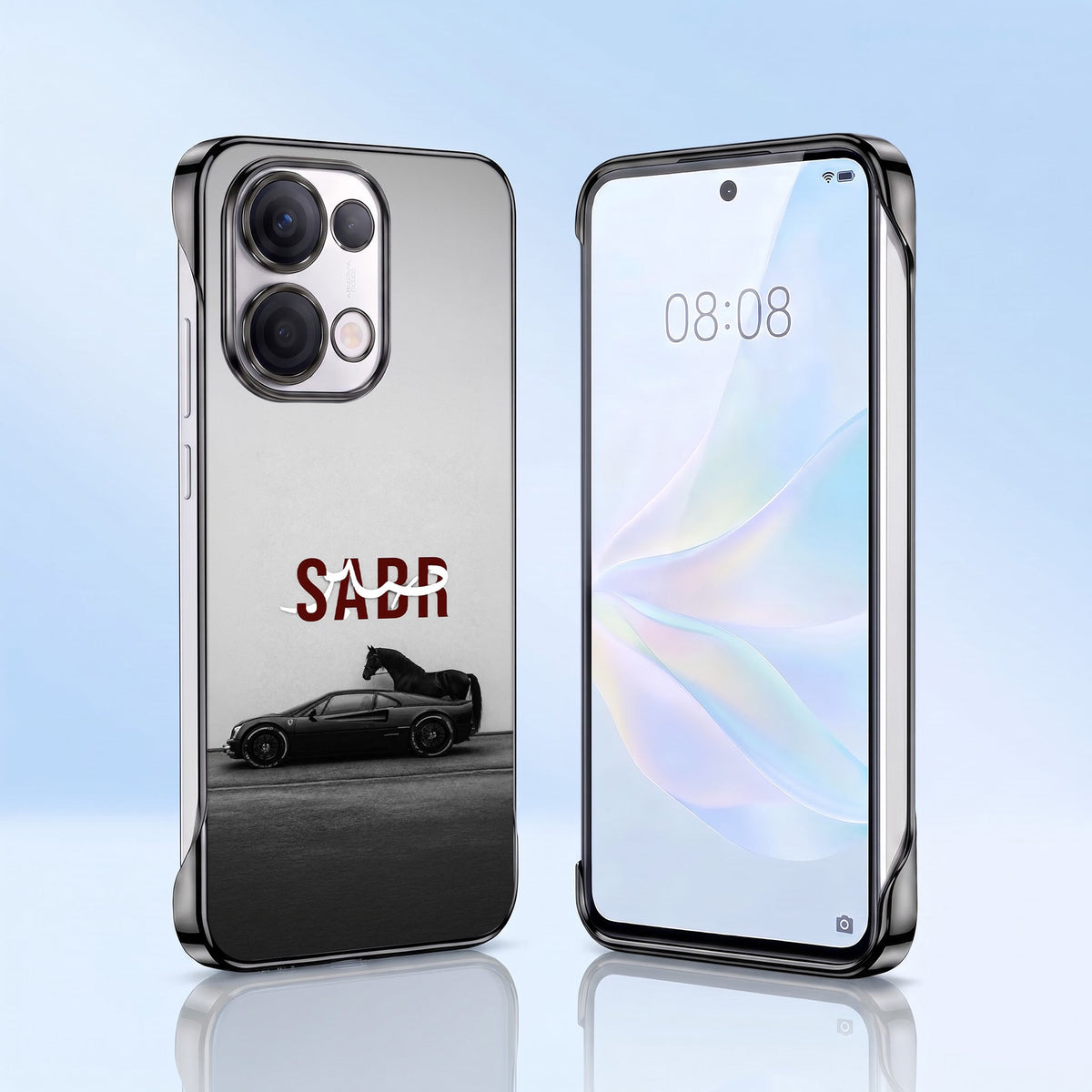 Oppo Reno 13 5G SABR Black Printed  Frameless Back Case