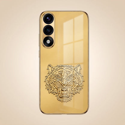 Oneplus Nord 5 5G Golden Tiger Face Gold Electroplated Glass Phone Back Case