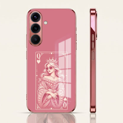Samsung Galaxy A36 5G Luxury Royal Queen Pink Electroplated Glass Phone Back Case
