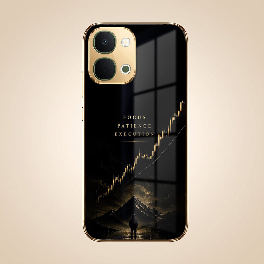 Vivo T5X 5G Focus Gold Electroplated Glass Phone Back Case