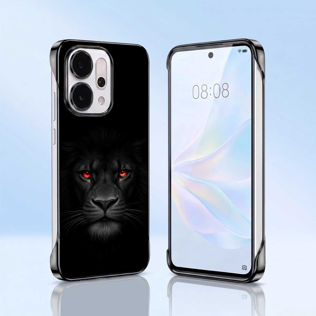 Oppo Reno 14 5G Lion Face Black Printed  Frameless Back Case