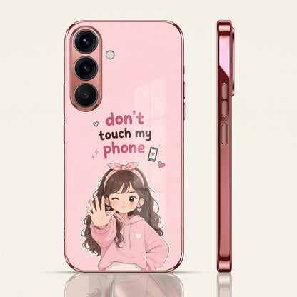 Samsung Galaxy A36 5G Luxury Anime Girl Pink Electroplated Glass Phone Back Case