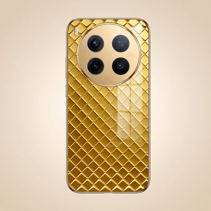 Vivo X300 Pro 5G  Golden Criss Cross Gold Electroplated Glass Phone Back Case