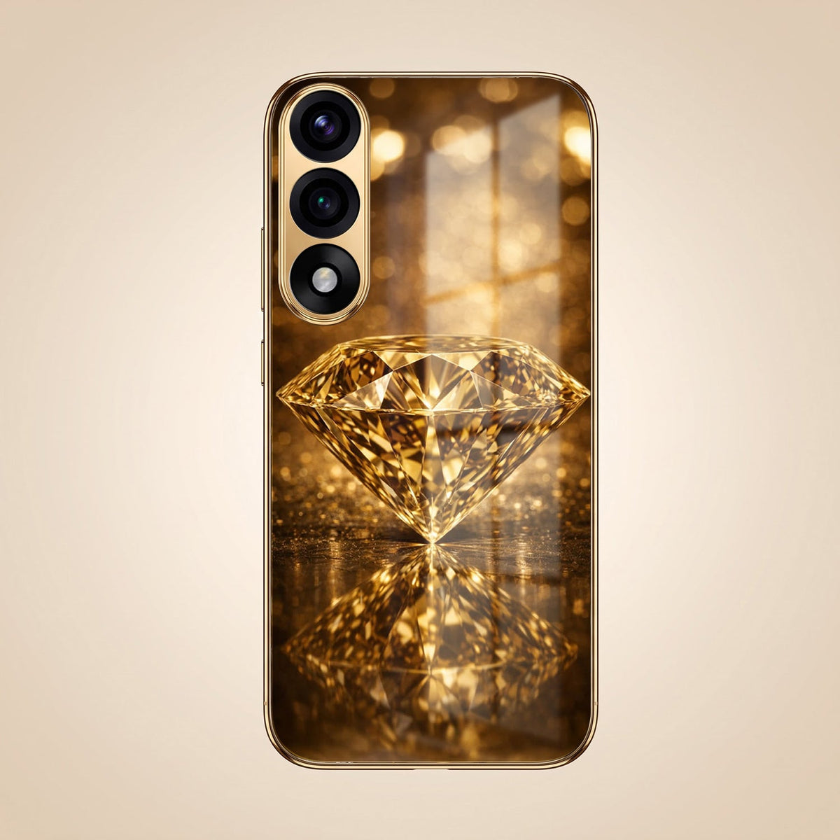 Oneplus Nord 5 5G Golden Diamond Gold Electroplated Glass Phone Back Case