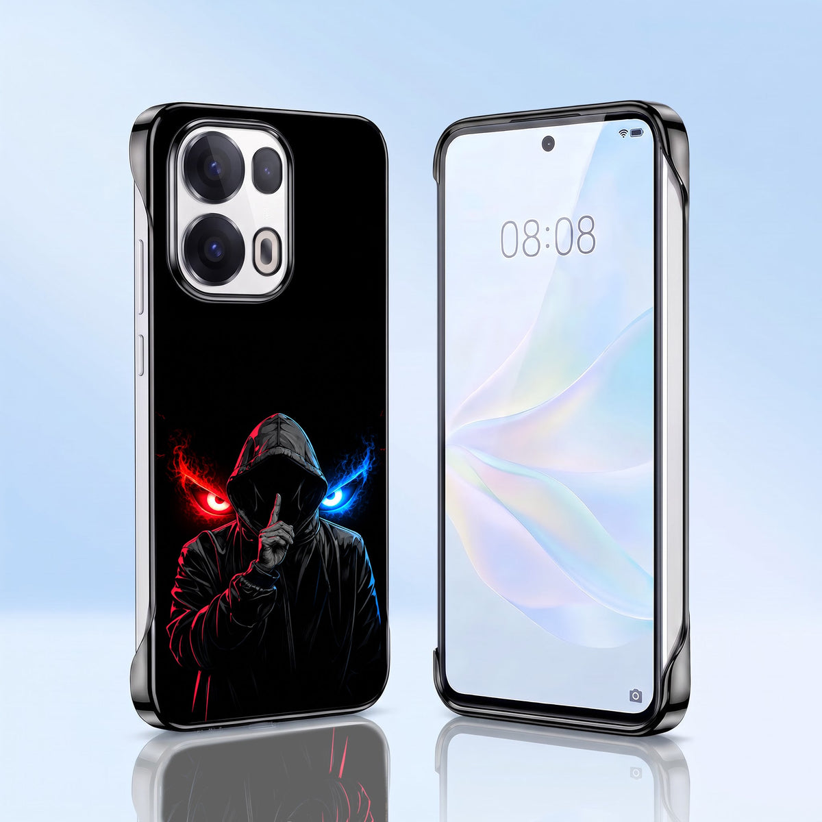 Oppo Reno 13 Pro 5G Hooded Shadow Black Printed  Frameless Back Case