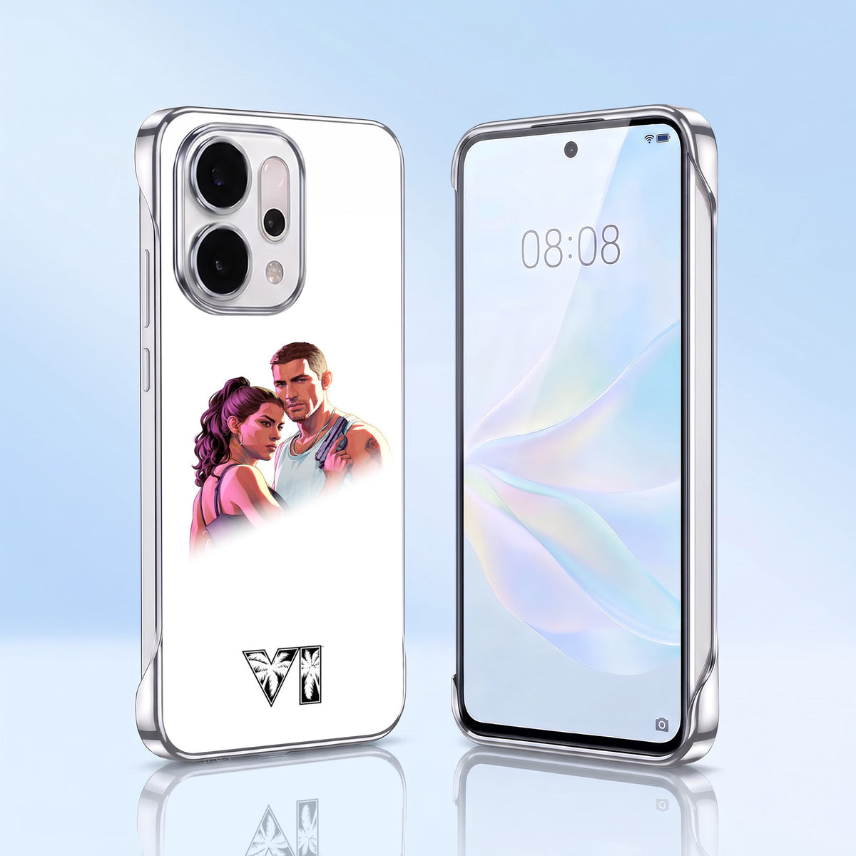 Oppo Reno 14 5G Vibe Shield White Printed  Frameless Back Case