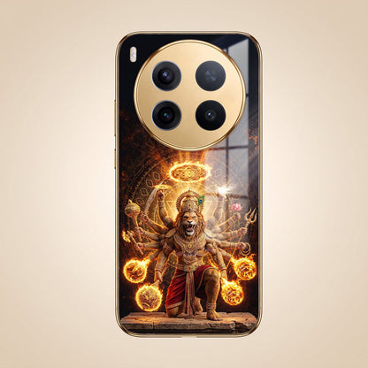 Vivo X300 Pro 5G Lord Narasimha Gold Electroplated Glass Phone Back Case