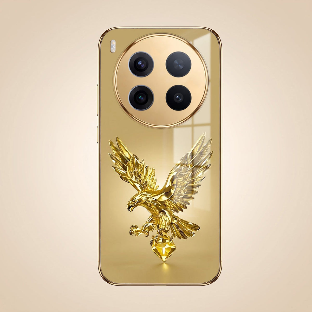 Vivo X300 Pro 5G Golden Eagle Gold Electroplated Glass Phone Back Case