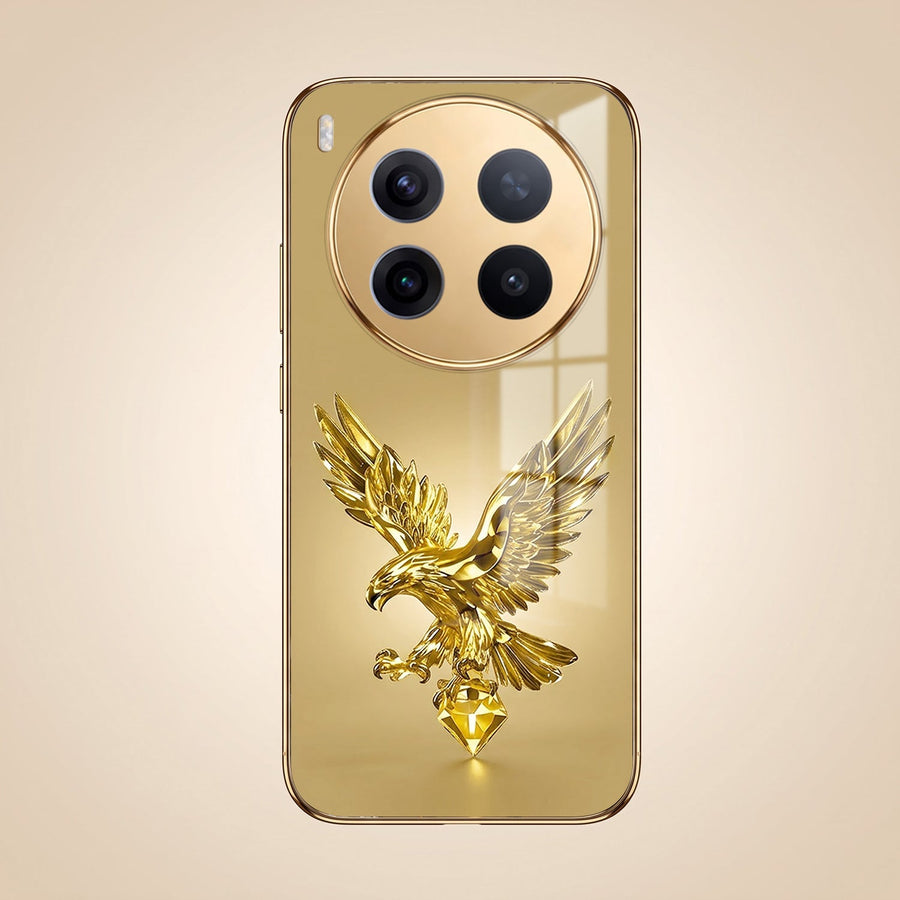 Vivo X300 Pro 5G Golden Eagle Gold Electroplated Glass Phone Back Case