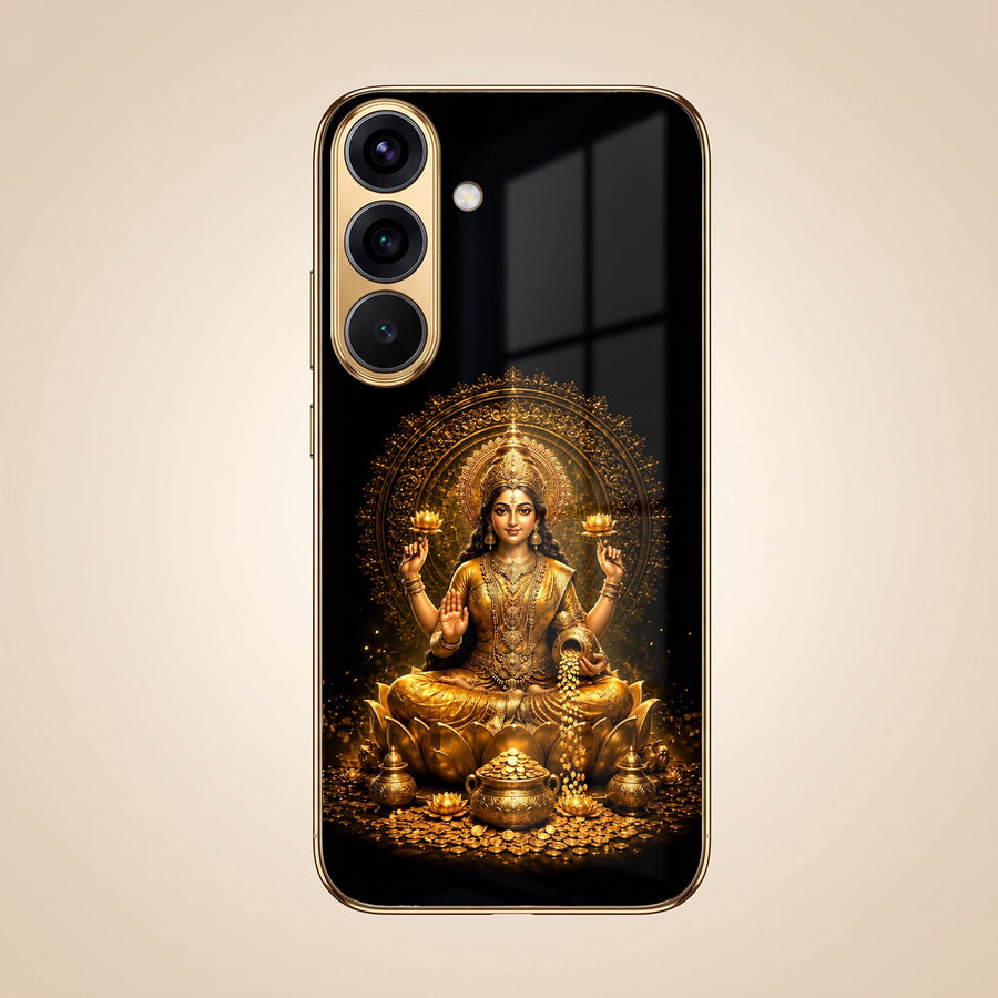 Samsung Galaxy A56 5G Golden Maa Lakshmi Gold Electroplated Glass Phone Back Case