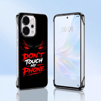Oppo Reno 14 5G Don't Touch My Phone Black Printed Frameless Back Case