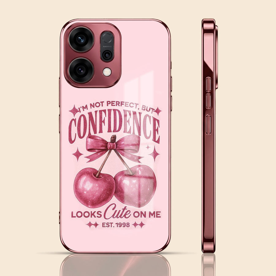 Oppo Reno 14 5G Luxury Cherry Bow Pink Electroplated Glass Phone Back Case