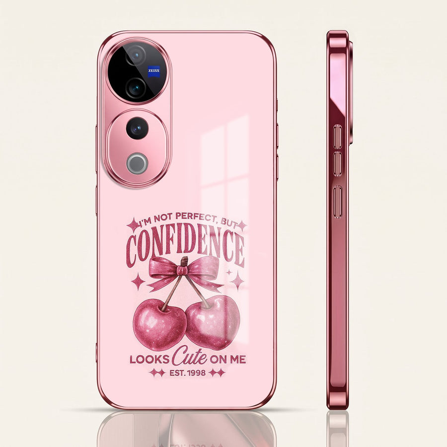 Vivo V40 Pro 5G Luxury Cherry Bow Pink Electroplated Glass Phone Back Case