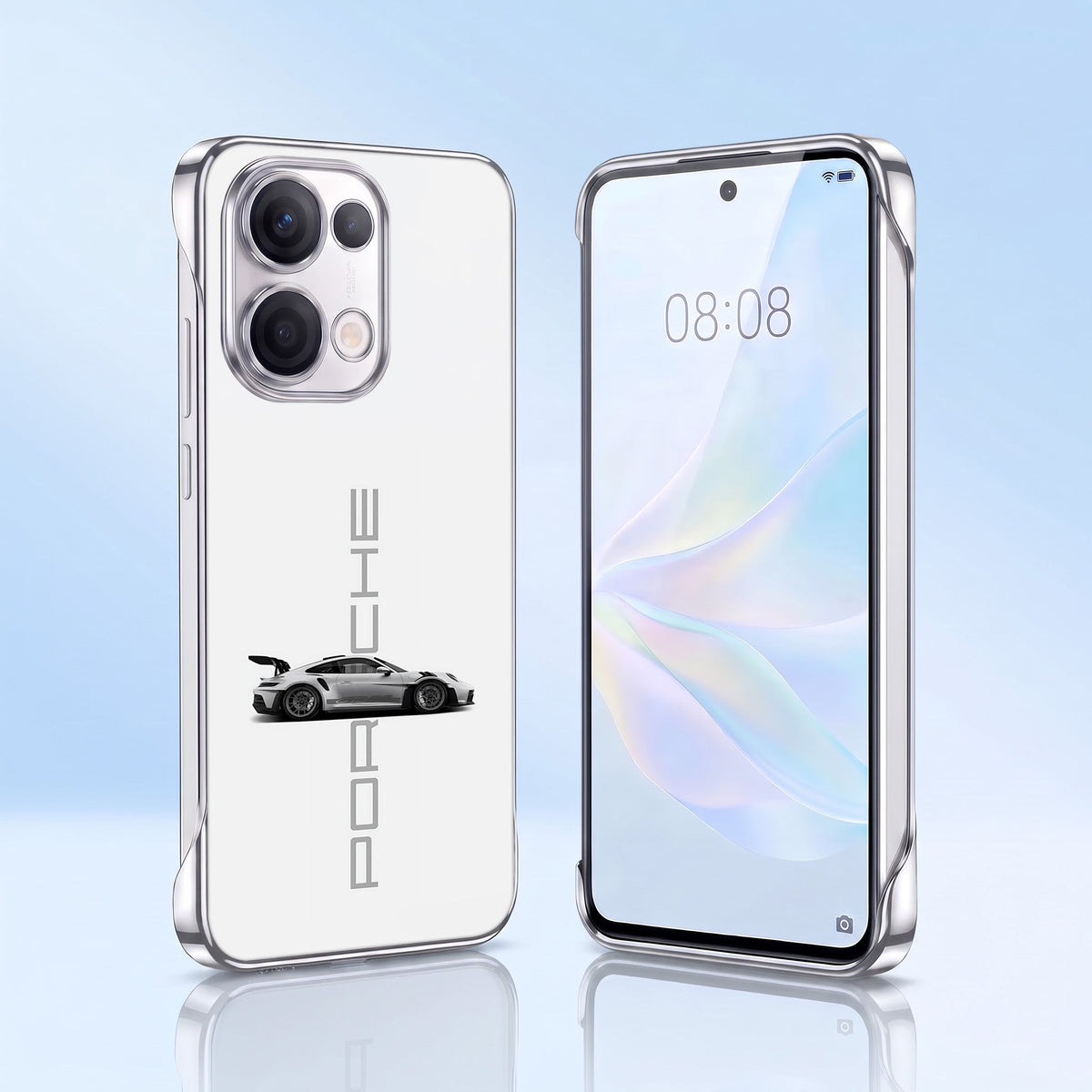 Oppo Reno 13 5G Porsche White Printed  Frameless Back Case