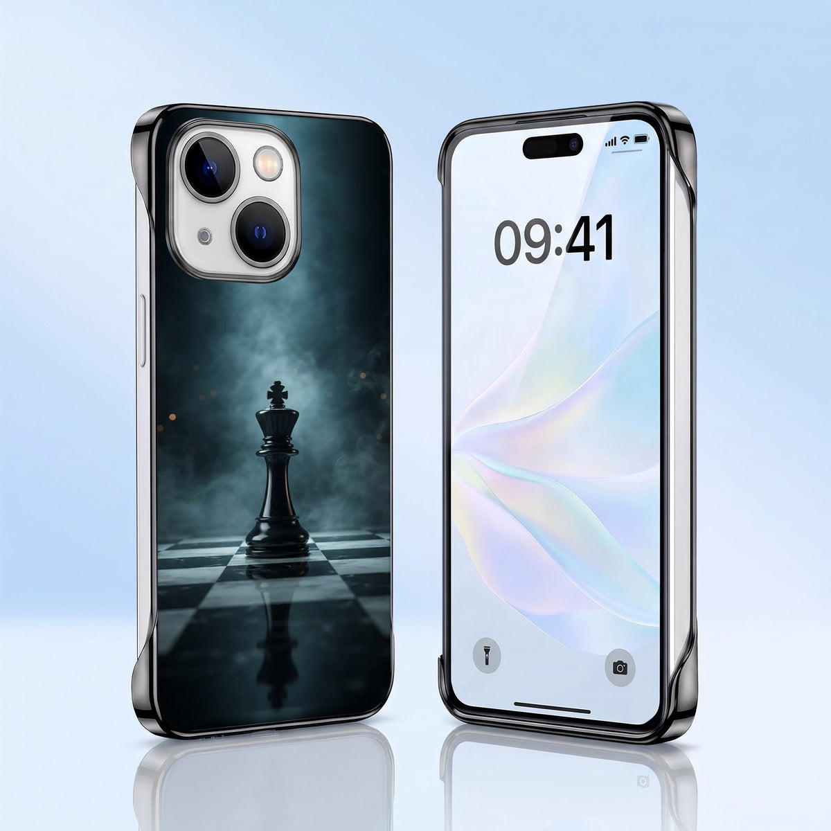 iPhone 15 5G CheckMate Black Printed  Frameless Back Case