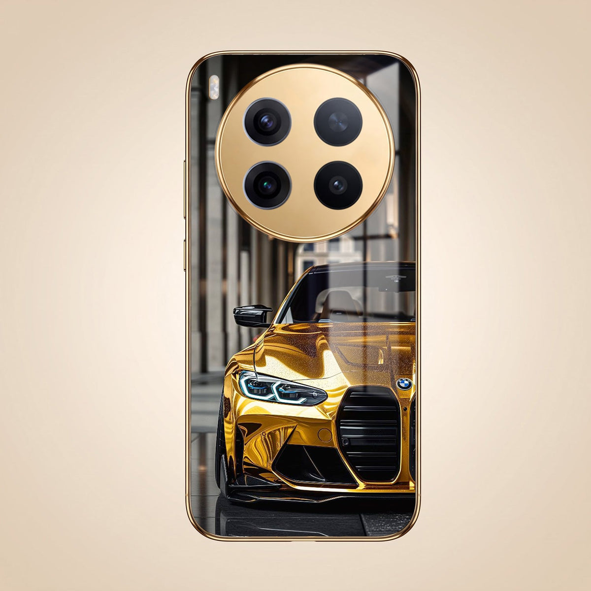 Vivo X300 Pro 5G Golden BMW Gold Electroplated Glass Phone Back Case