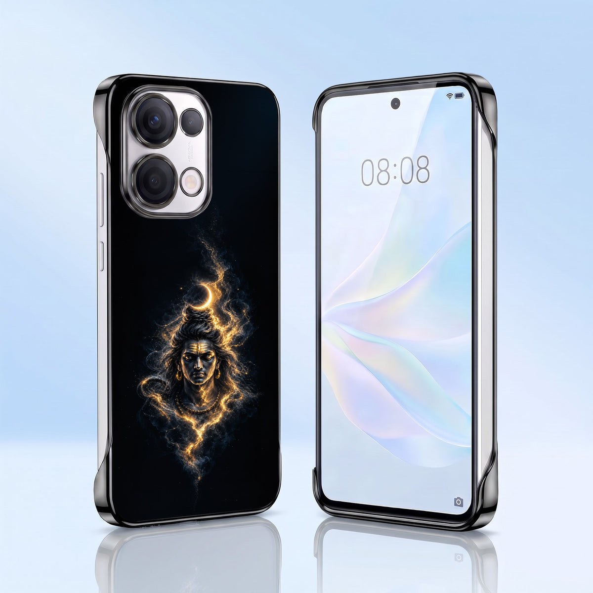 Oppo Reno 13 5G Devine Mahadev Black Printed  Frameless Back Case