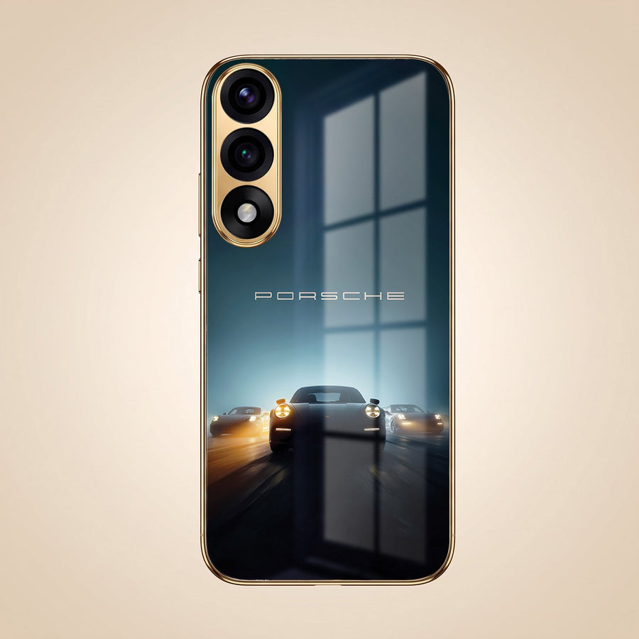Oneplus Nord 5 5G Porsche Luxury Gold Electroplated Glass Phone Back Case