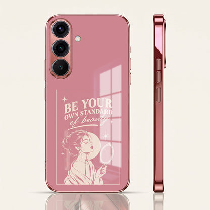 Samsung Galaxy A36 5G Luxury Aesthetic Girl Pink Electroplated Glass Phone Back Case