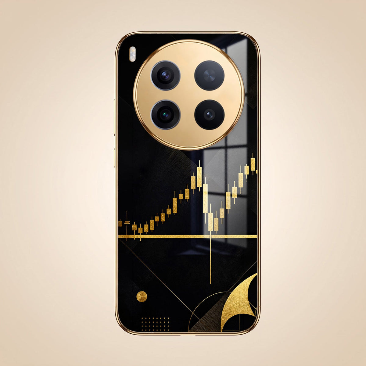 Vivo X300 Pro 5G Trading Candles Gold Electroplated Glass Phone Back Case