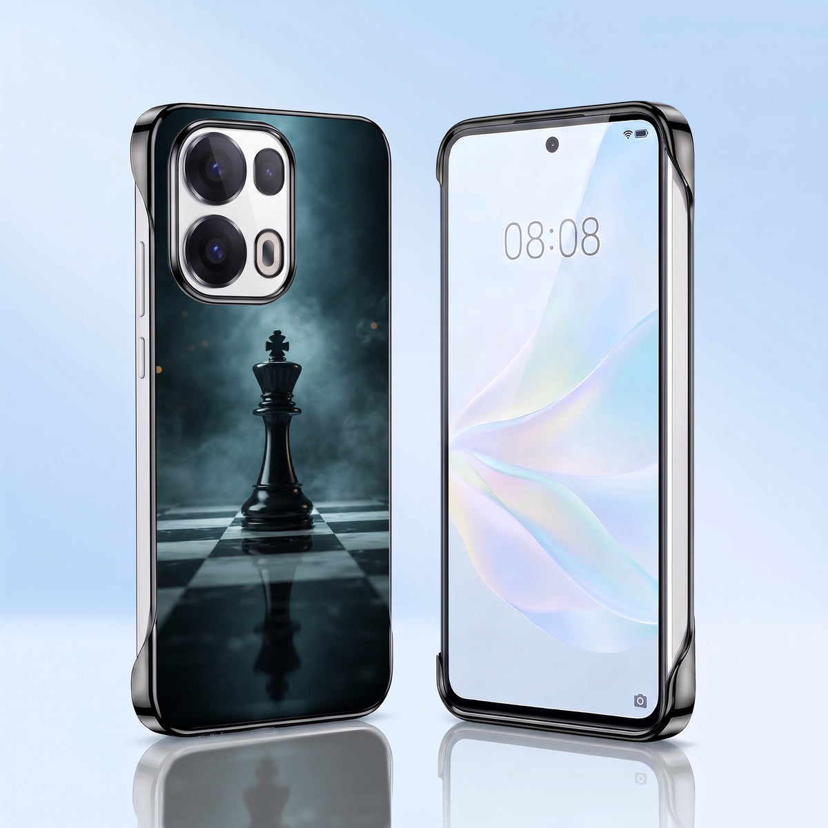 Oppo Reno 13 Pro 5G CheckMate Black Printed  Frameless Back Case