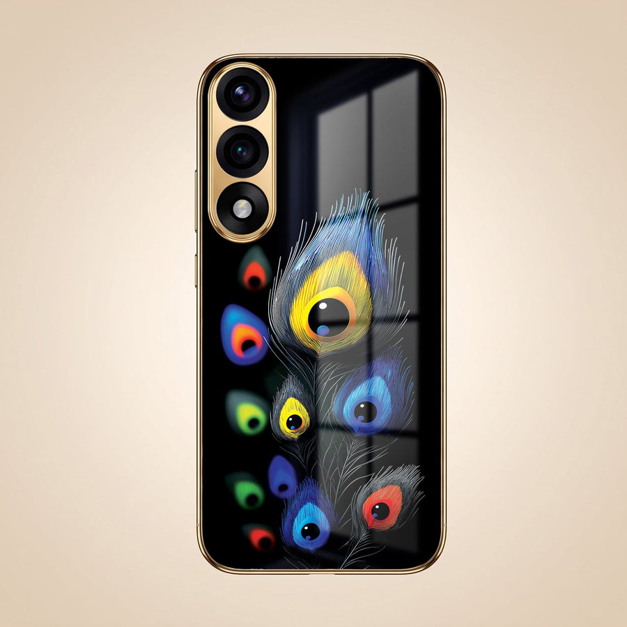 Oneplus Nord 5 5G Multi-Feather Peacock Gold Electroplated Glass Phone Back Case