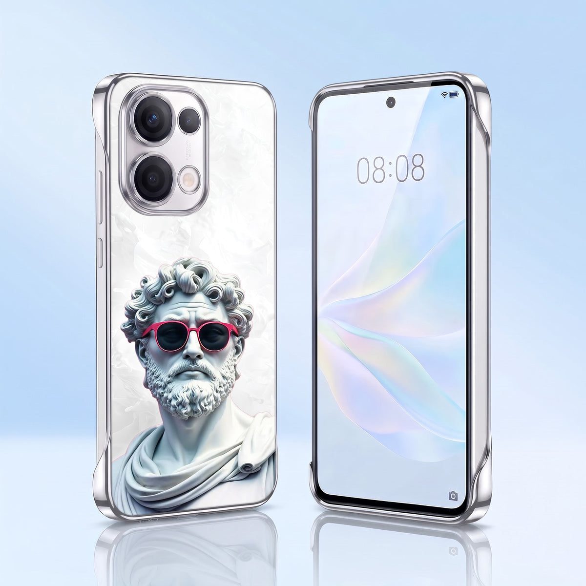 Oppo Reno 13 5G Mythic Aura White Printed  Frameless Back Case