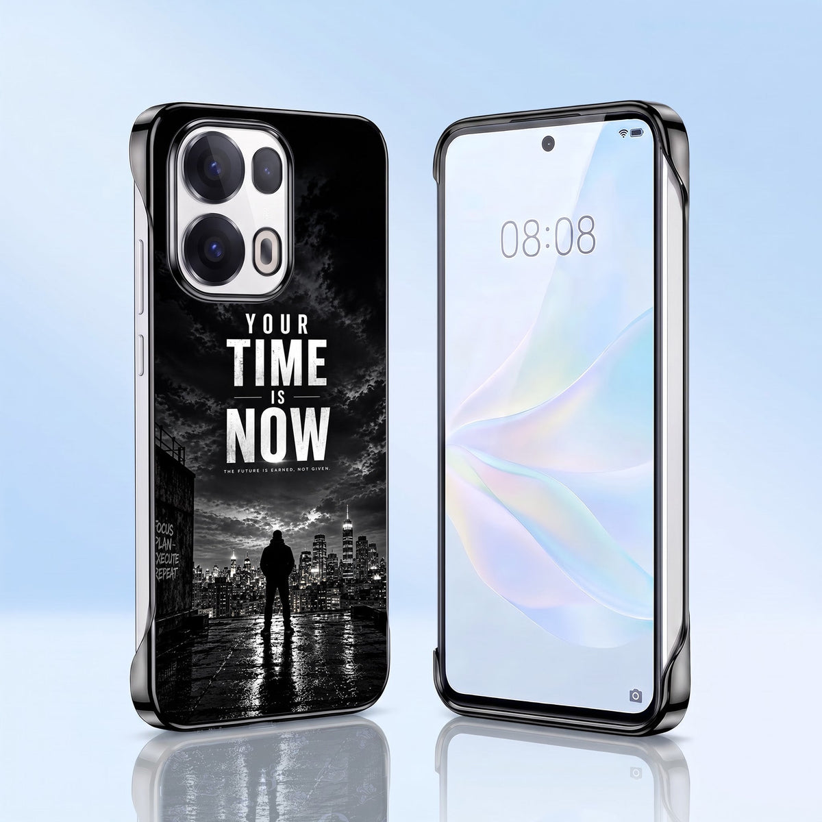 Oppo Reno 13 Pro 5G Your Time Black Printed  Frameless Back Case