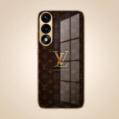 Oneplus Nord 5 5G LV Brown Monogram Gold Electroplated Glass Phone Back Case