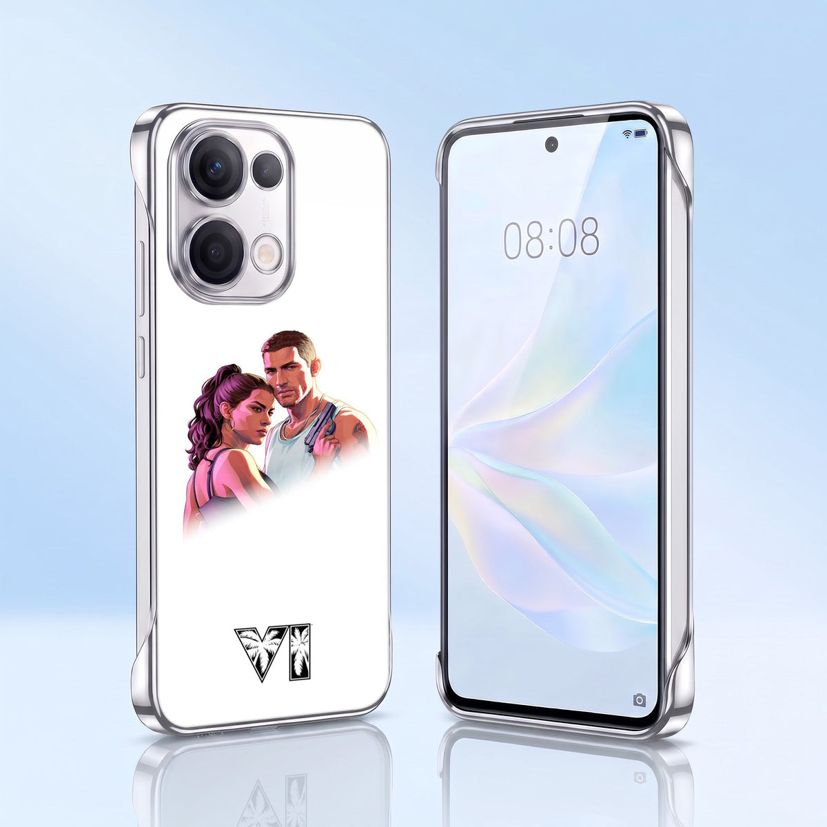 Oppo Reno 13 5G Vibe Shield White Printed  Frameless Back Case