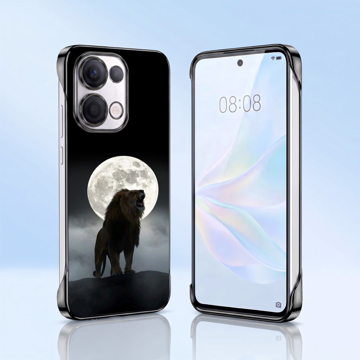 Oppo Reno 13 5G Lunar Lion Black Printed  Frameless Back Case