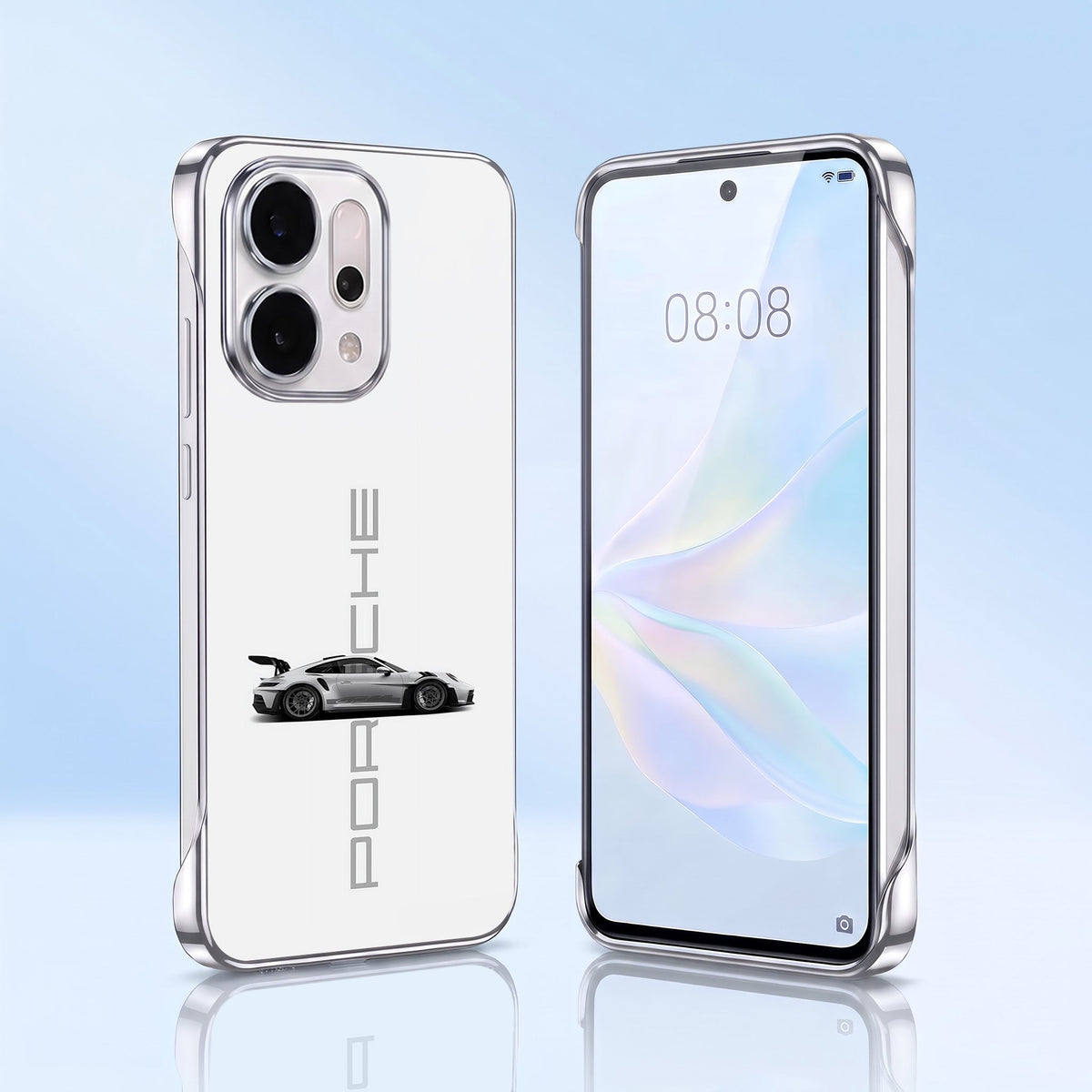 Oppo Reno 14 5G Porsche White Printed  Frameless Back Case