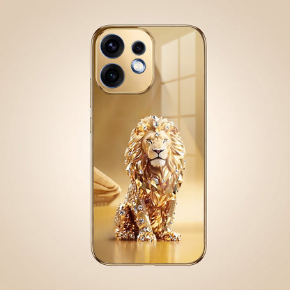 Oppo Reno 16 5G Luxury Lion Gold Electroplated Glass Phone Back Case