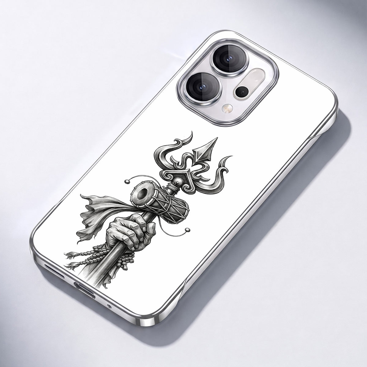 Oppo Reno 14 5G Trisul White Printed  Frameless Back Case