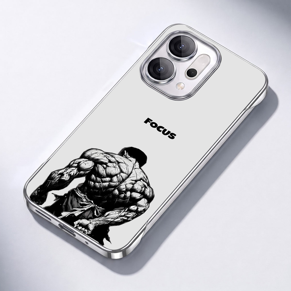 Oppo Reno 14 5G Focus White Printed  Frameless Back Case
