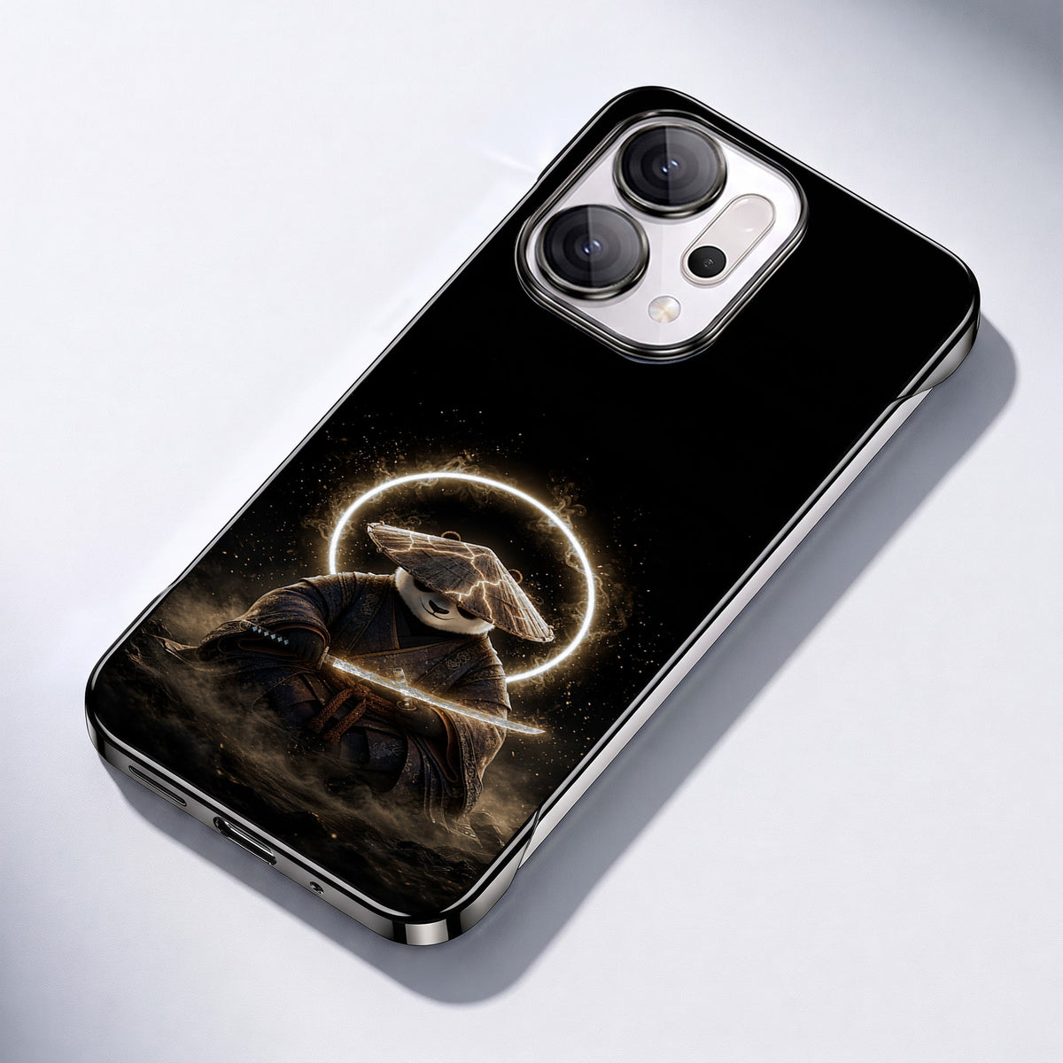 Oppo Reno 14 5G Warrior Panda Black Printed  Frameless Back Case
