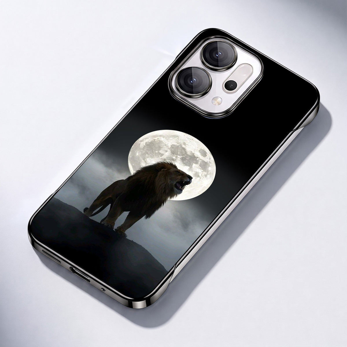 Oppo Reno 14 5G Lunar Lion Black Printed  Frameless Back Case